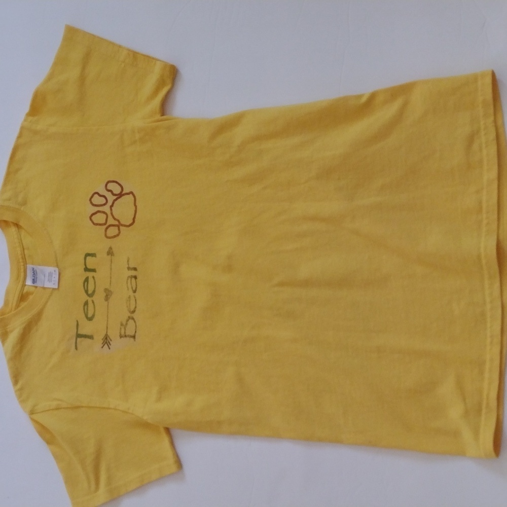 Gildan Teen Bear Yellow T-shirt Short Sleeve‎ Boys Size S
